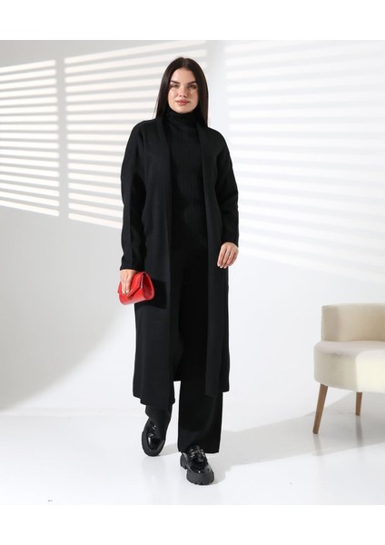 Balıkçı Yaka Asil Üçlü Triko Takım