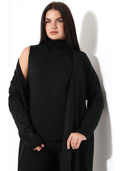 Balıkçı Yaka Asil Üçlü Triko Takım modelleri