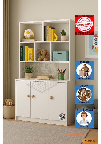 Tamamı Mdf 3 Kapaklı Açık Raflı Kiler Dolabı