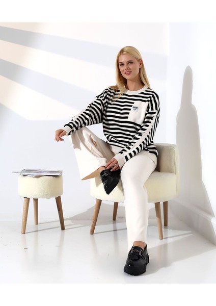 Cep Detaylı Çizgili Triko Takım fırsatları