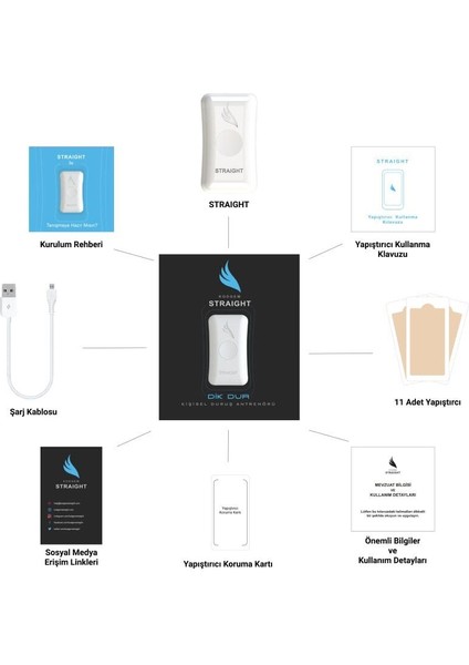 Straight Ayarlanabilir ve Rahat Kişisel Duruş Antrenörü – Günlük Kullanıma Uygun Ergonomik Tasarım