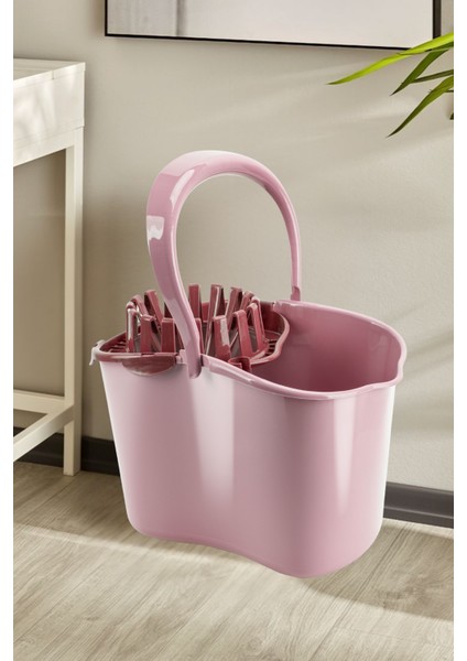 Sıkmalı Temizlik Kovası 15 litre, Standart Sıkmalı Yer Zemin Temizlik Mop Kovası F065 Pembe fırsatları