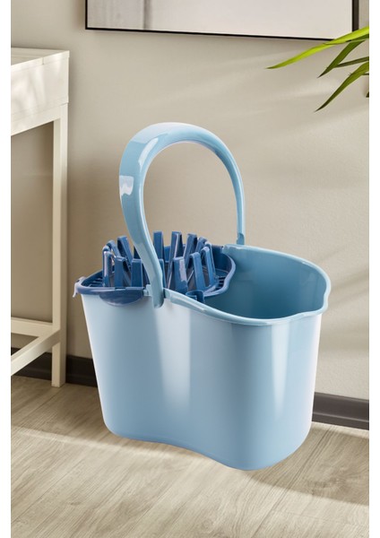 Sıkmalı Temizlik Kovası 15 litre, Standart Sıkmalı Yer Zemin Temizlik Mop Kovası F065 Mavi fırsatları