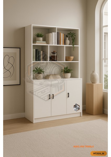 Tamamı Mdf 3 Kapaklı Açık Raflı Kiler Dolabı