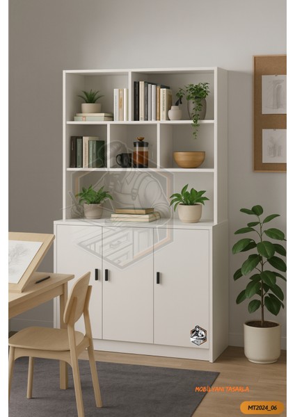 Tamamı Mdf 3 Kapaklı Açık Raflı Kiler Dolabı