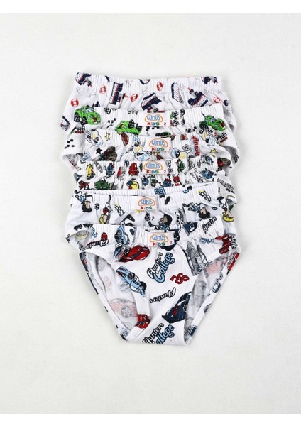 Renkli Desenli Erkek Çocuk 6 Lı Slip Külot