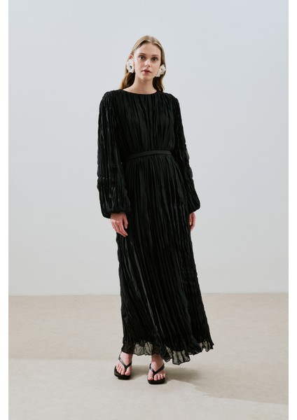 Piliseli Şifon Elbise Siyah fiyatları