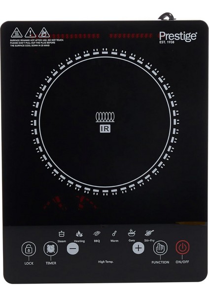 Prestıge Kızılötesi Tekli Ocak, 2000W, 8 Kademeli, Siyah Kristal Plaka modelleri