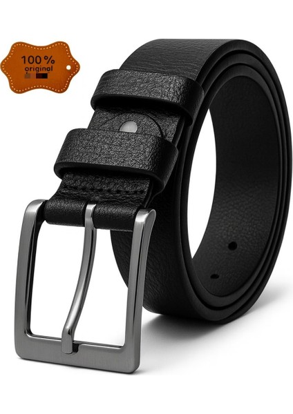 2 Adet 100 % Hakiki Deri Siyah Erkek Kumaş Kemer 3.4 cm modelleri