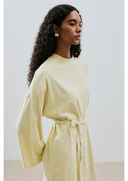 Oversıze Uzun Rahat Elbise Soft Sarı fiyatları