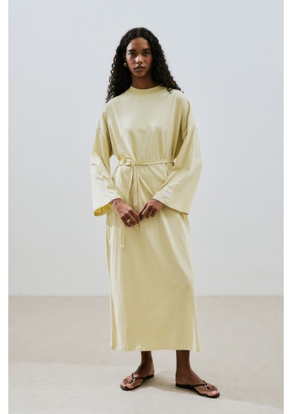 Oversıze Uzun Rahat Elbise Soft Sarı indirimleri
