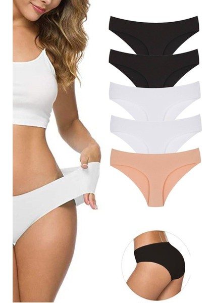 Kadın Lazer Kesim Dikişsiz Esnek Iz Yapmayan Toparlayıcı 5'li 5 Adet Külot
