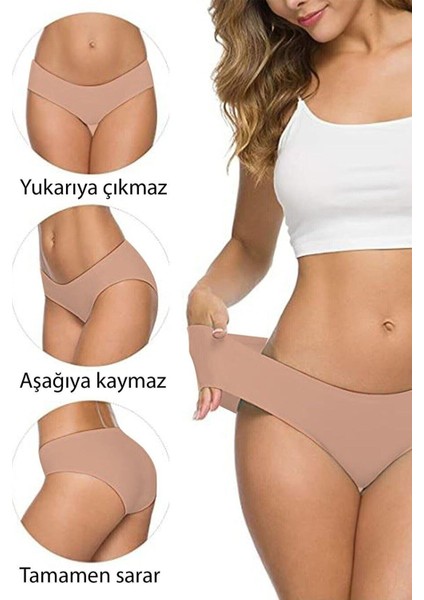 Kadın Lazer Kesim Dikişsiz Esnek Iz Yapmayan Toparlayıcı 5'li 5 Adet Külot modelleri