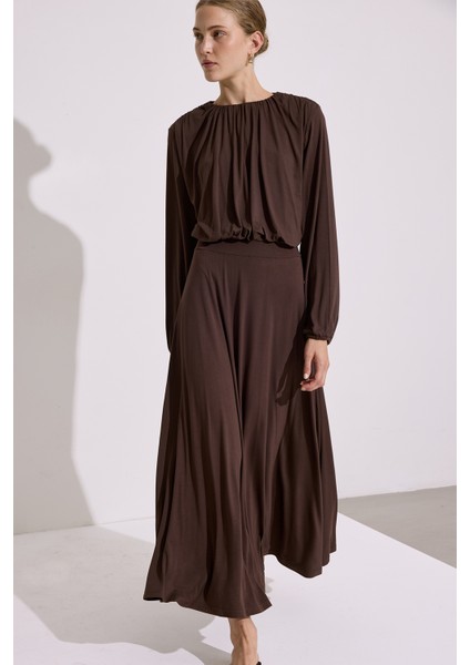 Dökümlü Etek Kahverengi