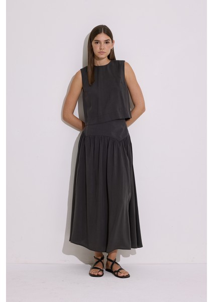 Modal Büzgülü Uzun Etek Antrasit fiyatları