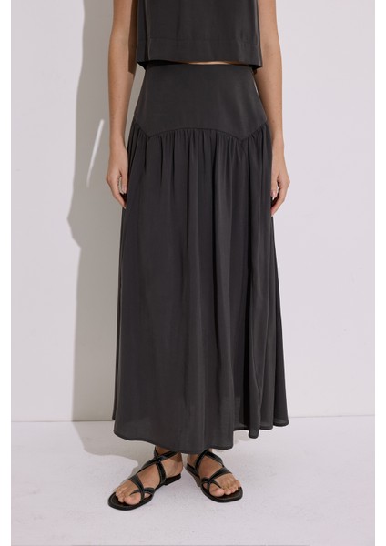 Modal Büzgülü Uzun Etek Antrasit modelleri