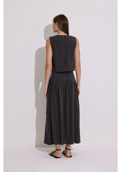 Modal Büzgülü Uzun Etek Antrasit fırsatları