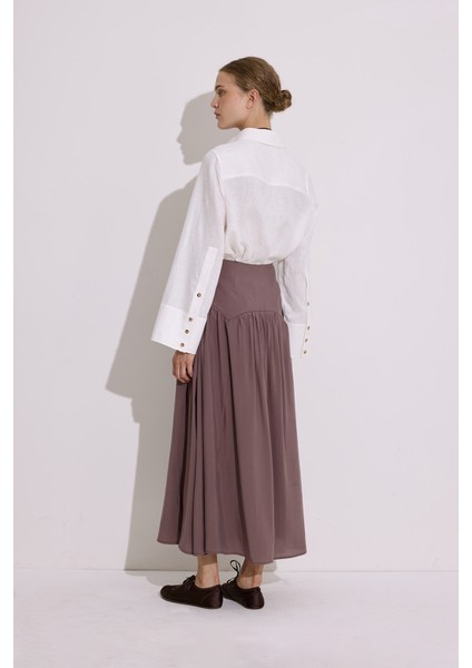 Modal Büzgülü Uzun Etek Gül Kurusu indirimleri