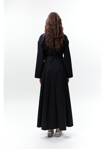 Cepli Kemer Detaylı Elbise Lacivert