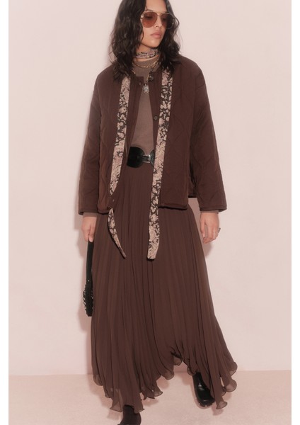 Pliseli Etek Kahverengi