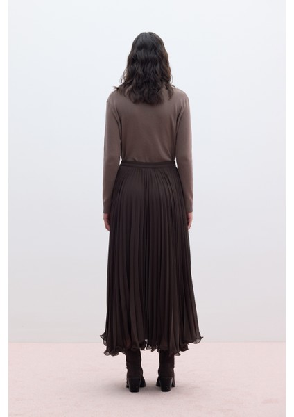 Pliseli Etek Kahverengi