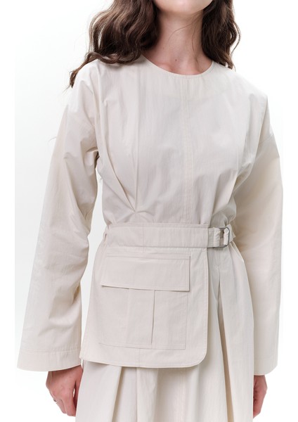 Cepli Kemer Detaylı Elbise Taş