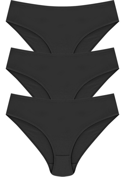 Kadın Siyah Pamuk Yüksek Bel Külot 3'lü