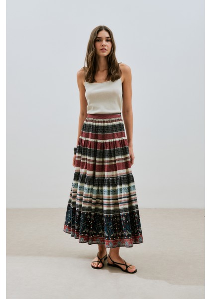 Desenli Pamuklu Katlı Etek Catalına fiyatları