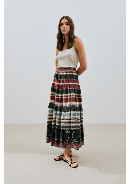 Desenli Pamuklu Katlı Etek Catalına modelleri