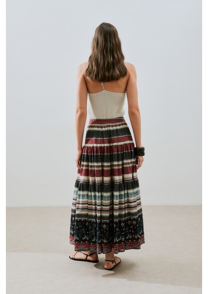 Desenli Pamuklu Katlı Etek Catalına