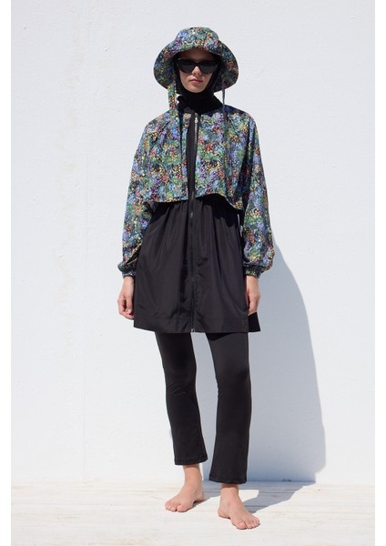 Rüzgarlıklı 3'lü Tesettür Mayo Takımı Tıny Flower fiyatları