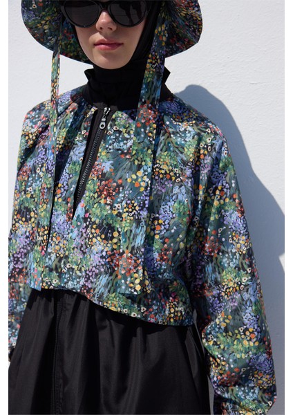 Rüzgarlıklı 3'lü Tesettür Mayo Takımı Tıny Flower indirimleri