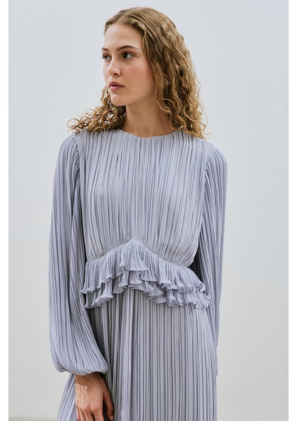 Mila Piliseli Katlı Elbise Mavi modelleri