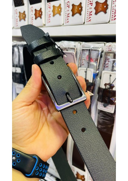 2 Adet 100 % Hakiki Deri Siyah Erkek Kumaş Kemer 3.4 cm indirimleri