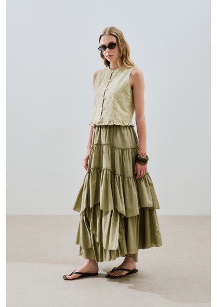 Katlı Boho Vual Etek Çağla indirimleri