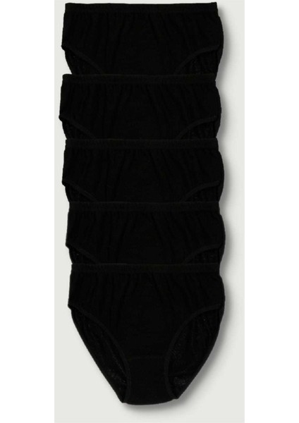 Kadın Siyah 5'li Paket Likralı Bato Külot modelleri