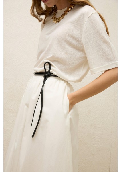 Katy Gabardin Büzgülü Etek Ekru fırsatları