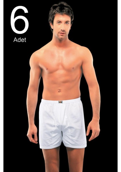 Erkek Beyaz 6'lı Paket %100 Pamuk Penye Paçalı Külot fiyatları