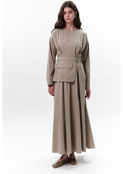 Cepli Kemer Detaylı Elbise Yeşil