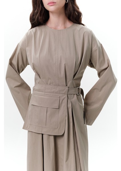 Cepli Kemer Detaylı Elbise Yeşil