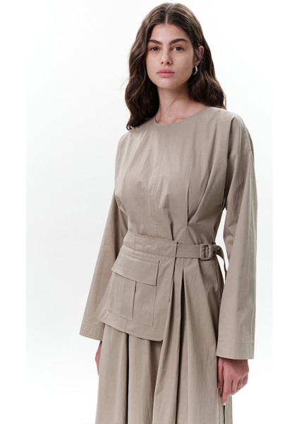 Cepli Kemer Detaylı Elbise Yeşil