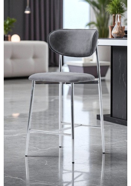 Hanev Serisi Geniş Oturma Alanlı Bar Sandalyesi – Gri Renk, Kromaj Metal Ayaklı fiyatları