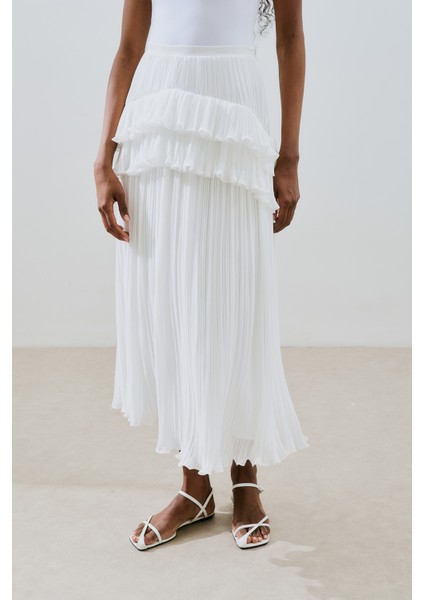 Mila Piliseli Katlı Etek Ekru fiyatları