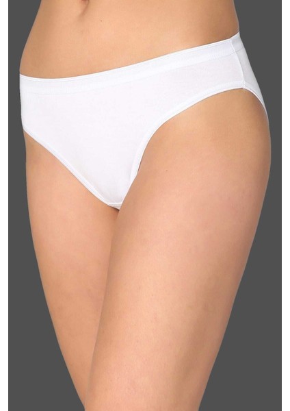 Kadın Beyaz 6'lı Paket Pamuklu Su Yolu Bikini Külot