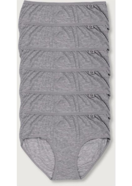 Kadın Gri 6'lı Paket Likralı Bato Külot