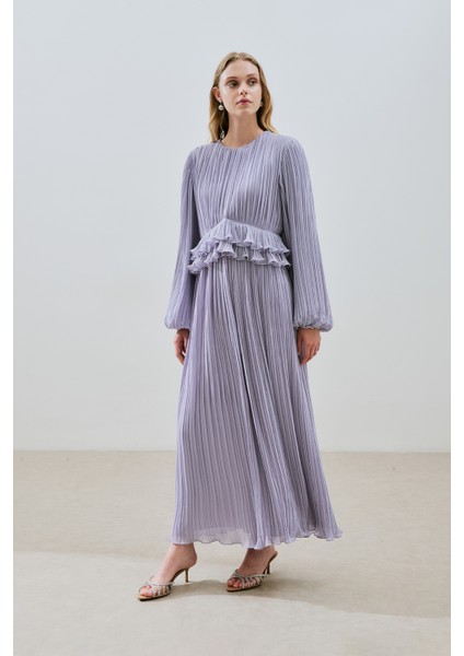 Mila Piliseli Katlı Elbise Lila