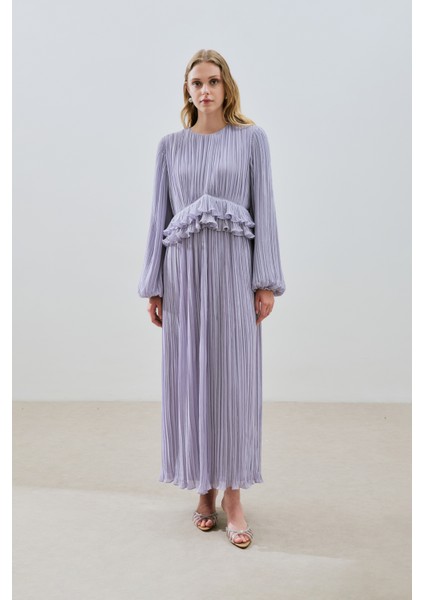 Mila Piliseli Katlı Elbise Lila fiyatları