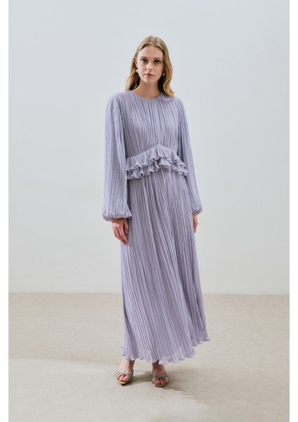 Mila Piliseli Katlı Elbise Lila modelleri