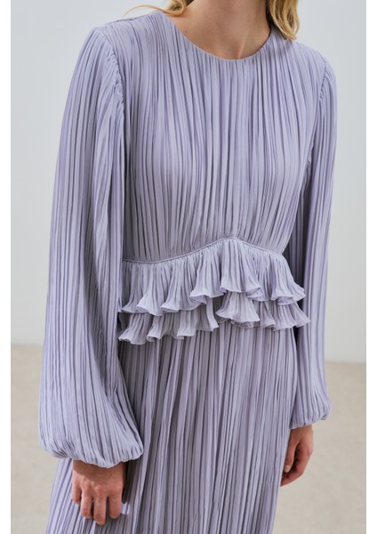 Mila Piliseli Katlı Elbise Lila fırsatları