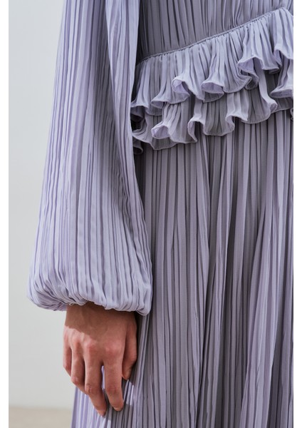 Mila Piliseli Katlı Elbise Lila indirimleri